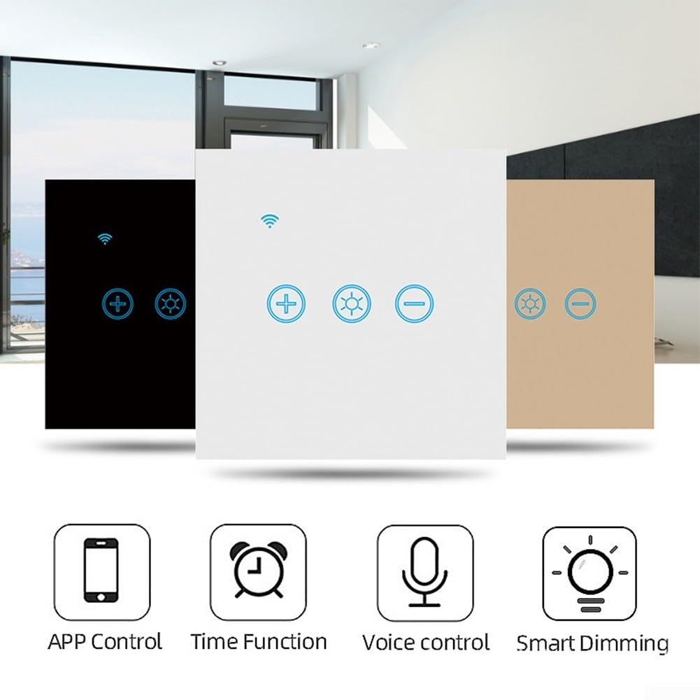 Interruttore dimmer Touch Wireless per la Gestione remota Tramite App, per Vari Tipi di luci, AC 100-240 V (Oro)