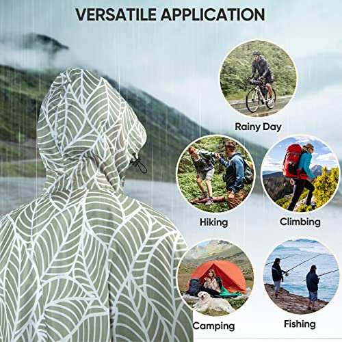 Image of PTEROMY Hooded Rain Poncho for Adult, Waterproof Lightweight Unisex Raincoat for Hiking Camping Emergency