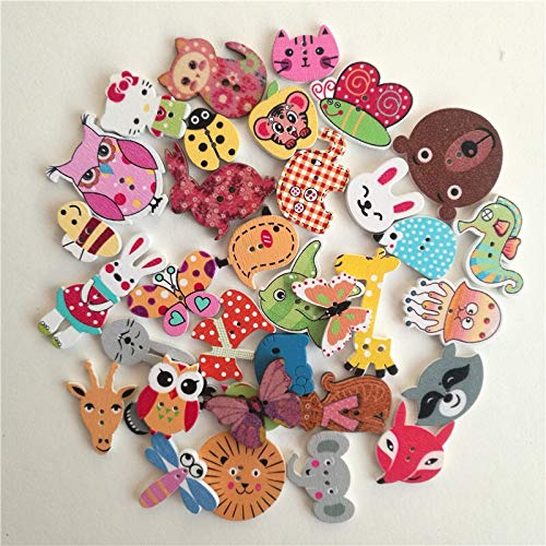 Botones de madera con diseños de animales para manualidades infantiles y scrapbooking