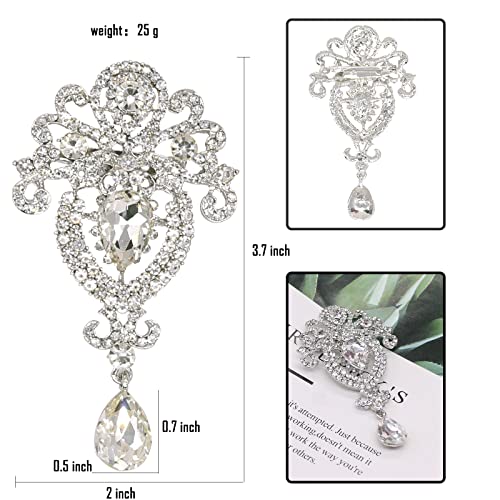 Image of Crystal Pearl Flower Brooches Pins Fashion Beautiful Created Rhinestone Floral Brooch Good Idea for Party Dance Wedding Banquet for Elegant Women Girl