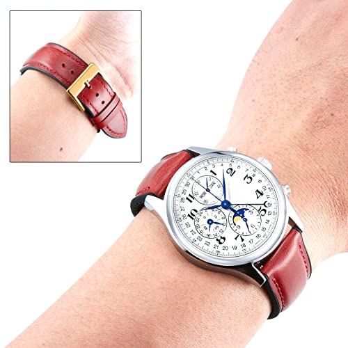 Image of BINLUN Leather Watch Band 14mm 16mm 18mm 19mm 20mm 21mm 22mm Quick Release Premium Oil Wax Leather and Breathable Silicone Hybrid Watch Bands Replacement Strap for Men Women