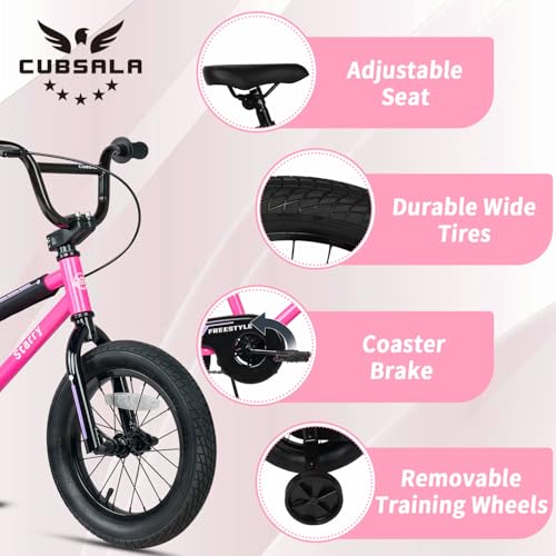 Image of 12 14 16 18 Inch Kids Bike BMX Style Bicycle with Training Wheels Coaster Brake for 2-10 Years Old Toddlers Boys Girls Multiple Colors