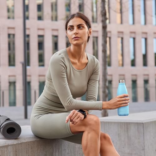 Image of Mont-Clair Stainless Steel Water Bottle, Vacuum insulated - BPA Free, 12h Hot & 24h Cold Drinks, Metal Water Bottle 17 oz Leakproof, Ideal for Adult, Kids, Running - Pastel Blue