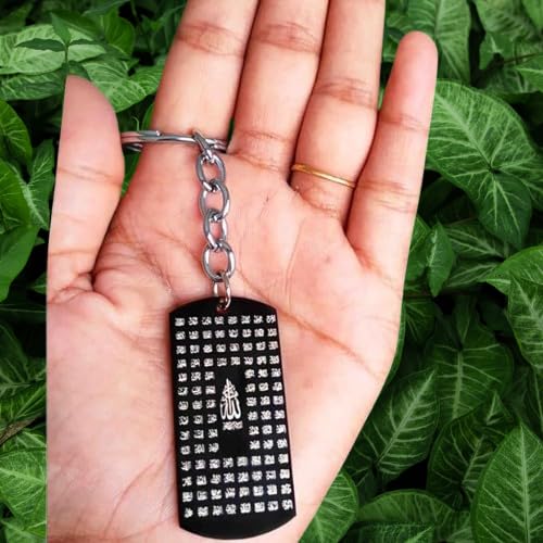 Porte-clés 100 noms d'Allah noir en acier inoxydable taille medium