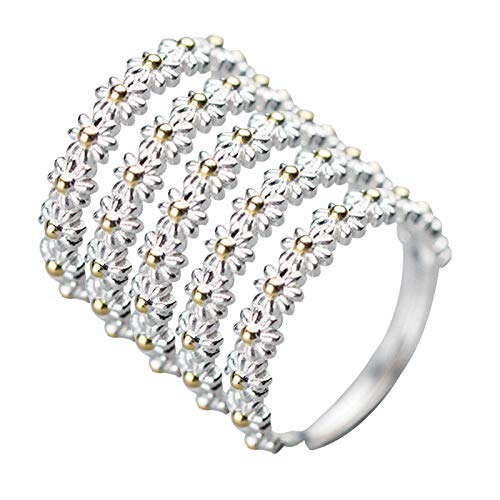 Pienso en ti Cada anillo de margaritas Personalidad Ajustable 5-12 Anillo de banda de doble color Joyería Cover