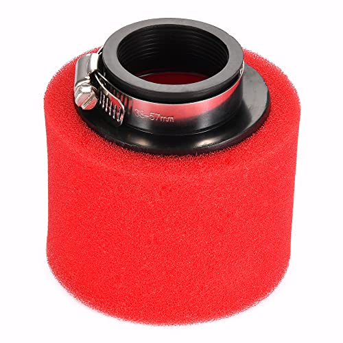 GOOFIT 42mm Filtro Aire Esponja Doble Capa Roja Boca Recta Reemplazo para 50cc 70cc 90cc 110cc 125cc Motocicleta Go Kart ATV Quad Scooter Suciedad Racing Bike