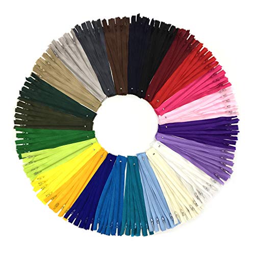 Wartoon 120pcs 23cm / 9 pulgadas cremalleras de nylon multicolor de la bobina para coser y artes 24 colores