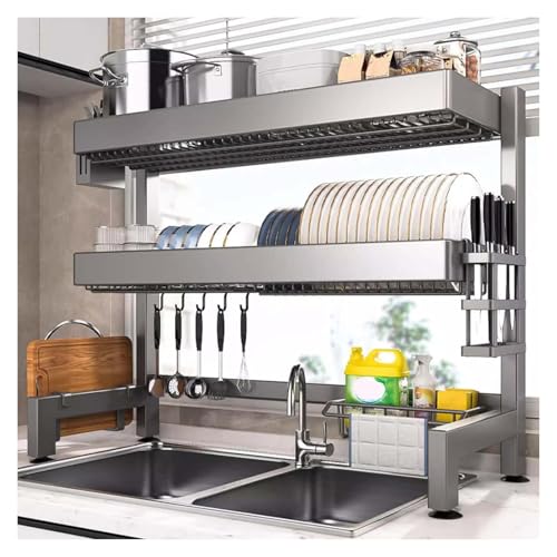 Escurridor de platos de acero inoxidable sobre fregadero, para una decoración eficiente y del hogar, resistente al óxido