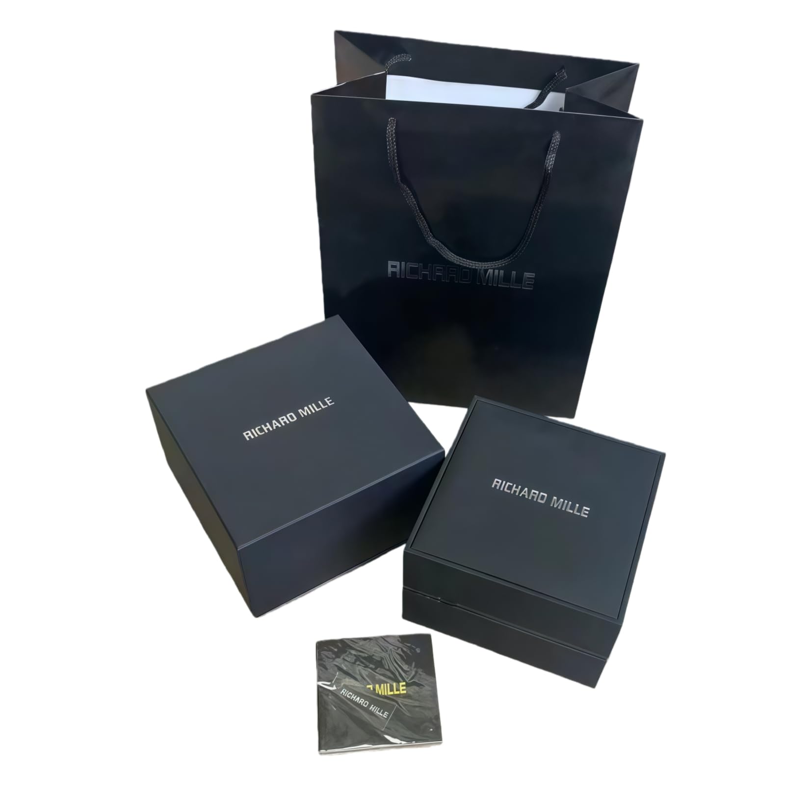 Boîte Montre Bois Laqué Noir Emplacement Unique Organisateur Cadeau Set Sac Manuel 14cm pour Richard Mille RM 055