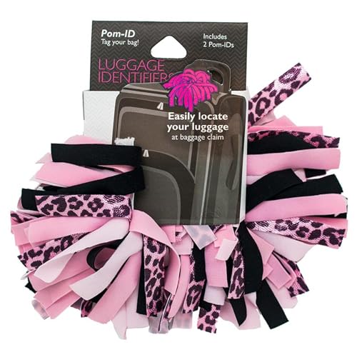 Pomchies POM-ID: Pink Leopard (08709) Luggage/Baggage Identification Tags (2-Pack) for Travel Bag Suitcase, Briefcase Quickly Spot Luggage Suitcase