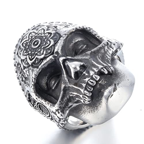 Image of Death Skull Ring for Men Stainless Steel Jewelry Biker Rings Scary Death Ring Skull for Gifts