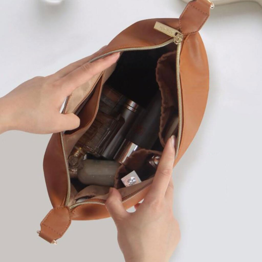 Komfortabel Reise-Kulturbeutel aus Leder, große Kapazität, tragbare Kosmetiktasche, modische Waschtasche Praktisch