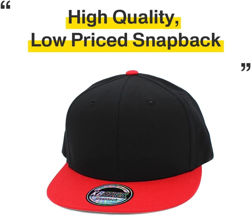 Classic Snapback Hat Blank Cap Underbrim Cotton Wool Blend Flat Visor Adjustable Unisex