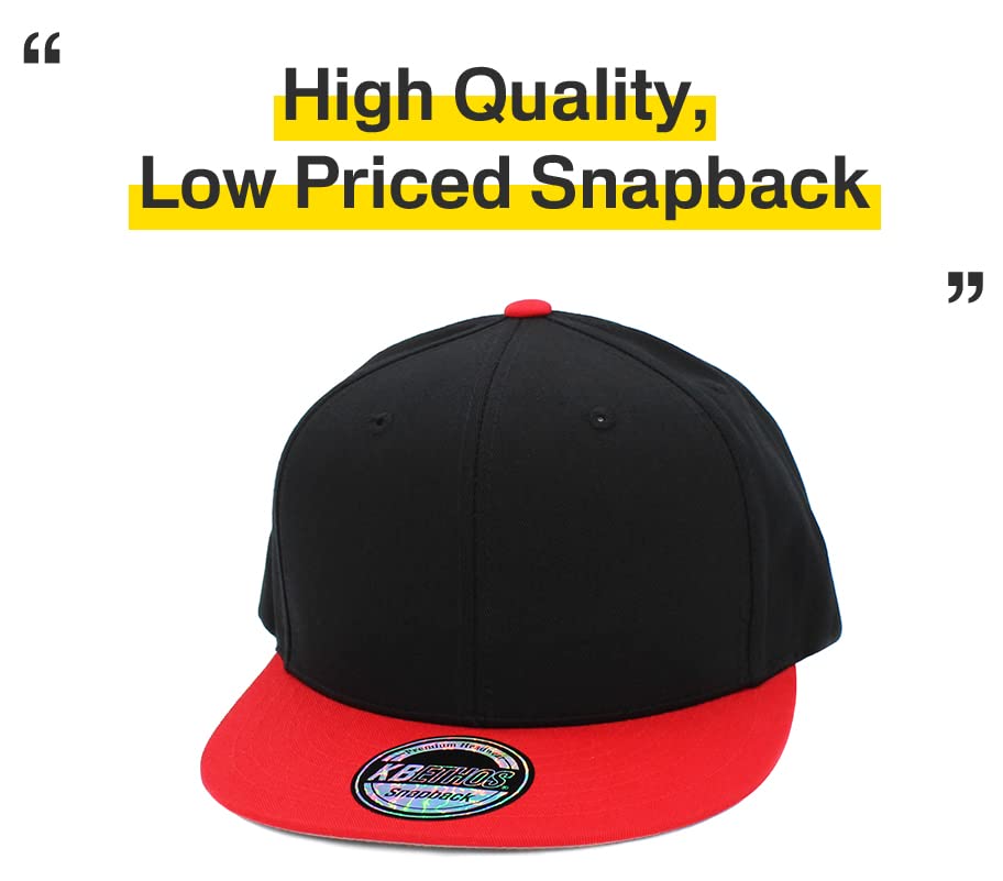 Image of KBETHOS Classic Snapback Hat Blank Cap Underbrim Cotton Wool Blend Flat Visor Adjustable Unisex