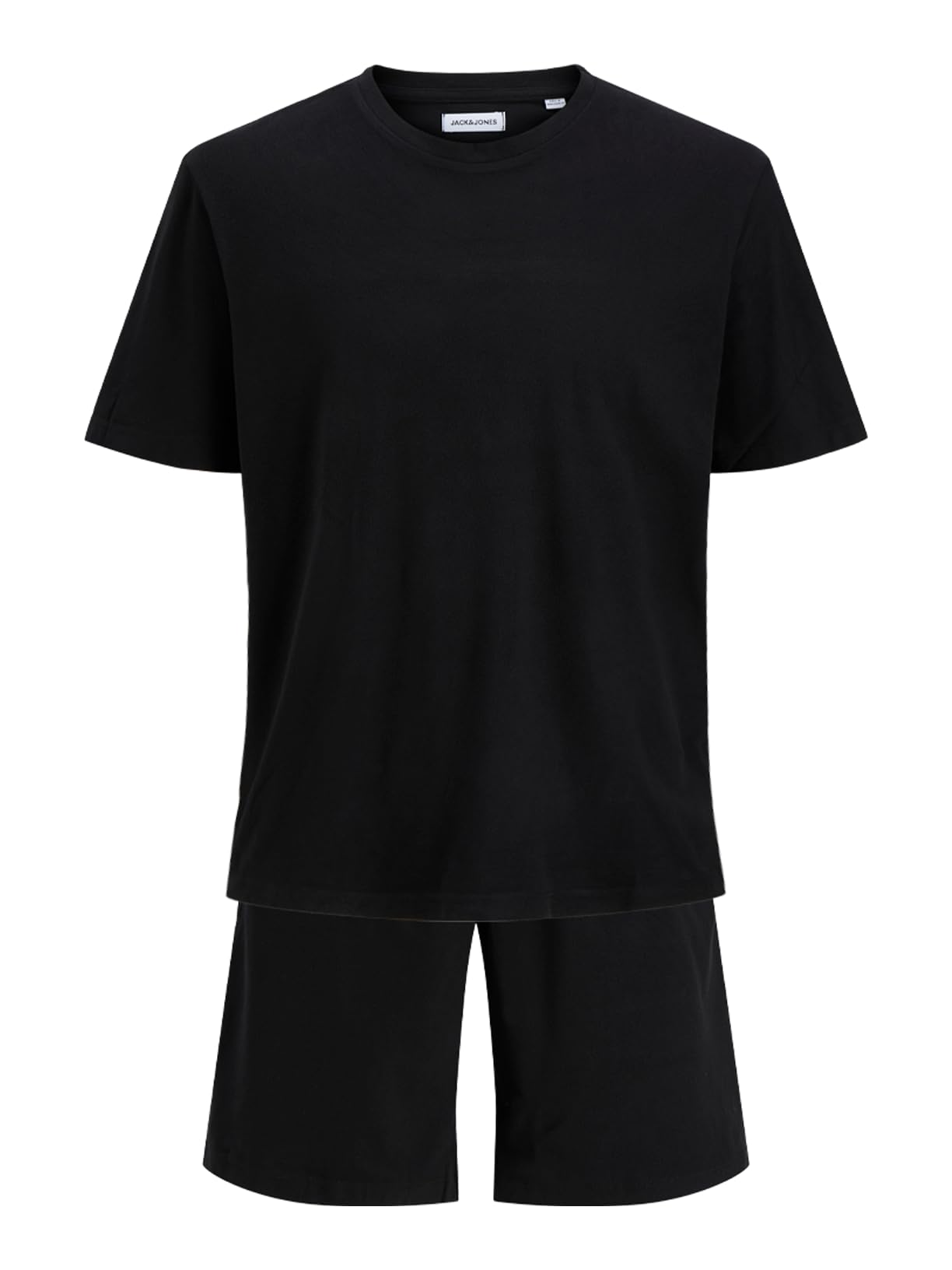 Jack & Jones Men's Black Jacsolid Lounge Set Ss Tee And Shorts W, M