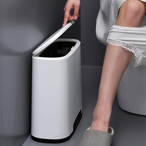 Miniatura 6 de Cubo de basura pequeño de 9 litros con tapa, cesta de basura colgante montado en la pared, contenedor de compostaje para baño, cocina, armario,