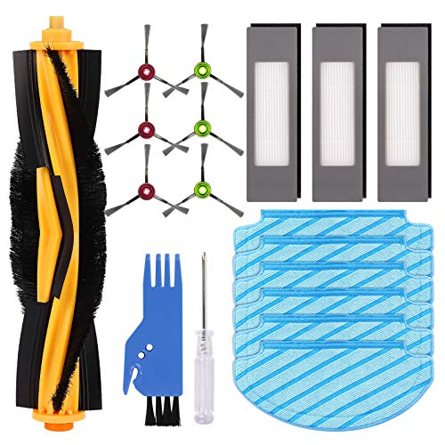 Accesorios De Repuesto Para Ecovacs Deebot Ozmo T8 Aivi T8max Aspiradora RobóTica, 1 Cepillo Principal, 3 Filtros, 6 Cepillos Laterales, 6 Trapos,1 Cepillo De Limpieza,1 Destornillador Cover
