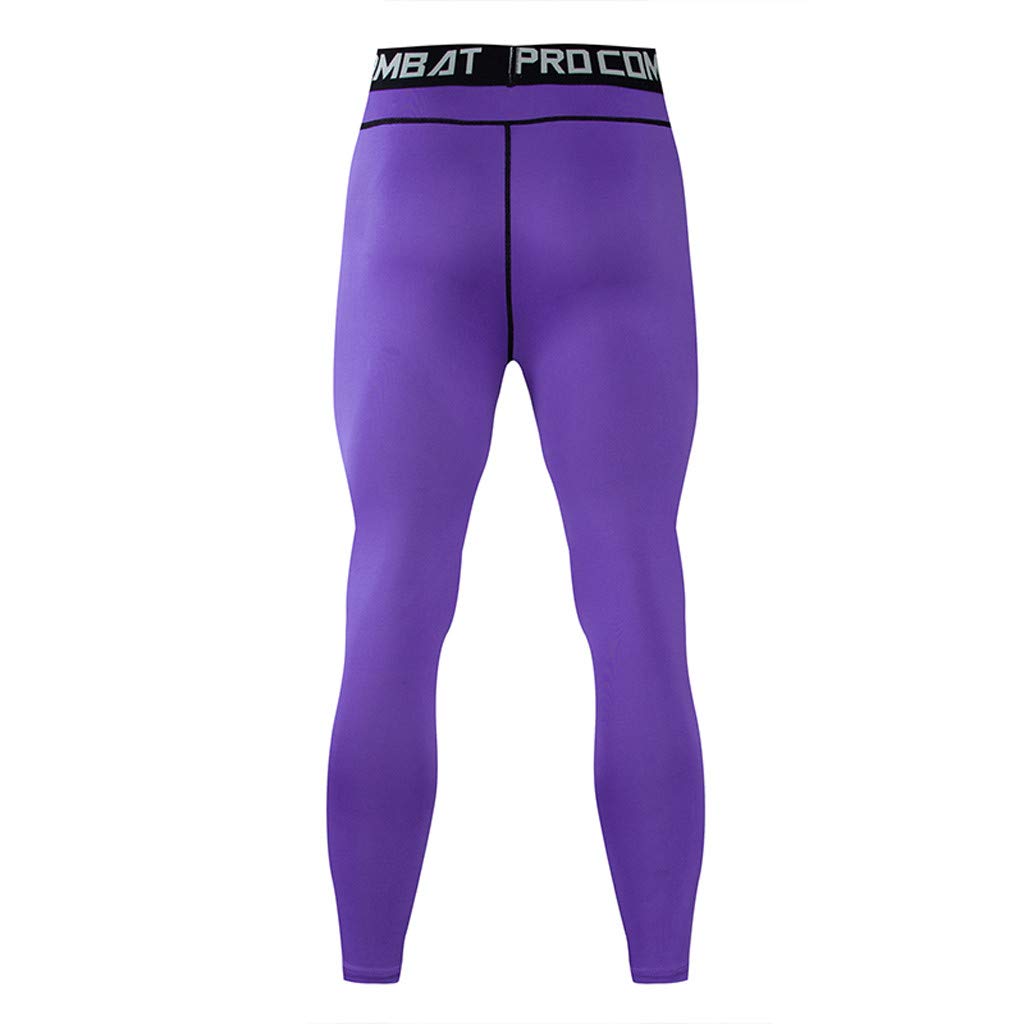 Men's Purple Activewear Leggings Breathable Lightweight Cool Quick Dry Gym Workout Running Leggings Sports Base Layers Compression Tights Joggers Sweatpants Jogging Tracksuit Bottoms