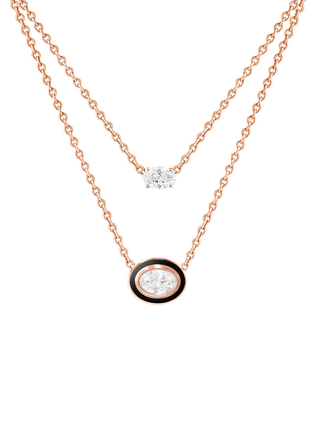 MINUTIAE Double Layered Neck Chain Necklace With Oval Diamond Solitaire And Black Meena For Women With Extendable Chain (B0CR6CCZ78) Amazon Price History, Amazon Price Tracker