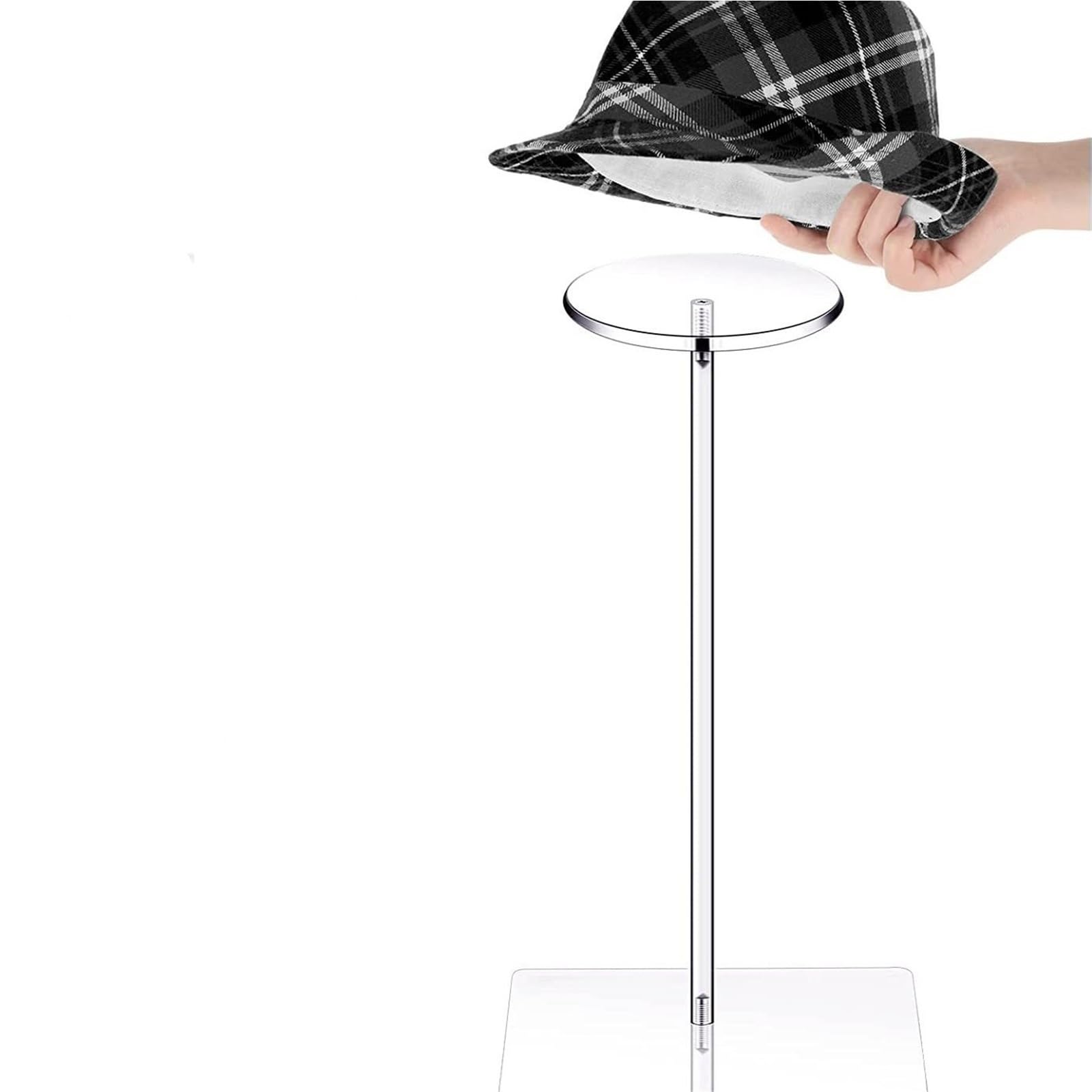 YAOHY Countertop Hat Display Stand, Clear Multi-Use Stand Countertop Hat Holder for Baseball Caps Cowboy, Wig Head for Closet