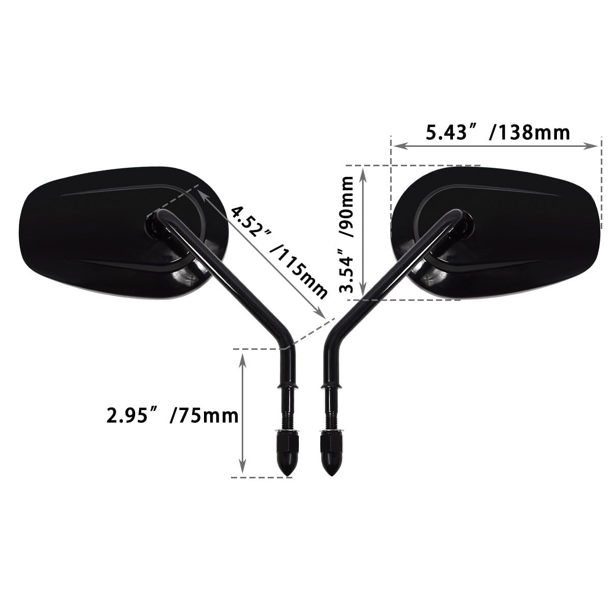 Lusterko wsteczne 5/16 z gwintem 24 UNF, uniwersalne do motocykli Harley CVO Touring, Softail, Dyna Sportster XL 883, 1200, Electra Glide, Road Glide, 1984-2025, czarne #2