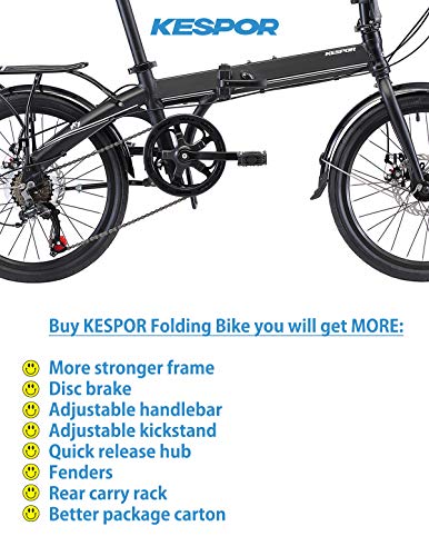 image for KESPOR K7 Folding Bike for Adults, Women, Men, Rear Carry Rack, Front 