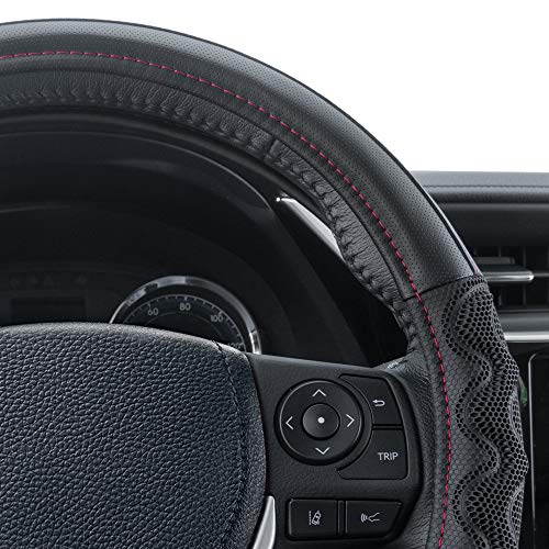 Image of Motor Trend MaxGrip Black Steering Wheel Cover, Standard 15 inch Size, Advanced Breathable Traction Grip, Car Steering Wheel Cover for Truck Van SUV Auto