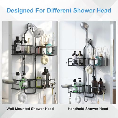 Shower-Caddy-Hanging-Organizer-Over-Showerhead-Rustproof-Black-2-Tier-No-Drill-Hanging-Shower-Organizer-with-Removable-Hooks-Soap-Dish-Toothbrush-Holder-for-Bathroom-Razor-Shampoo-Sponge