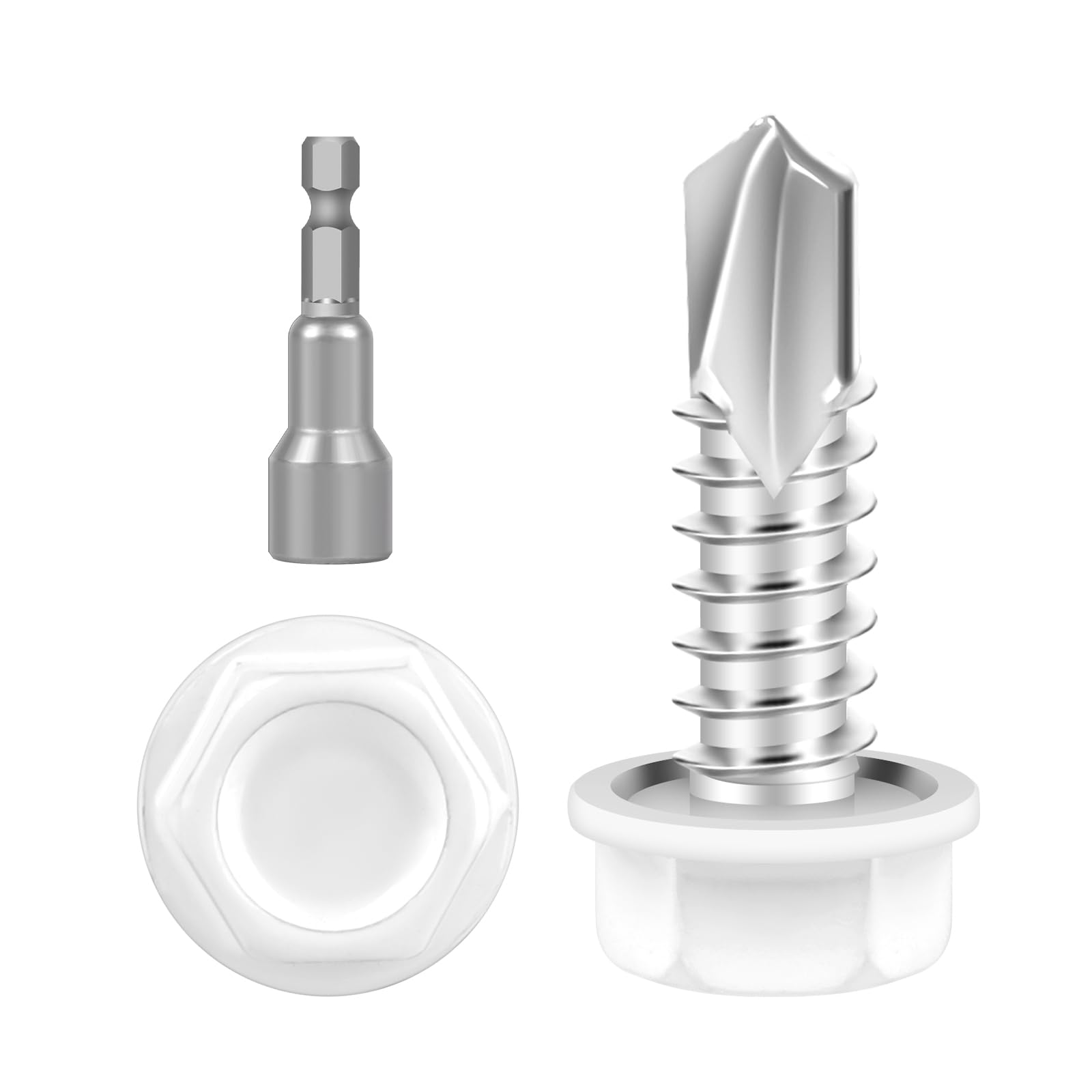 White Self-Tapping Screws - 100 Pack #8 -19