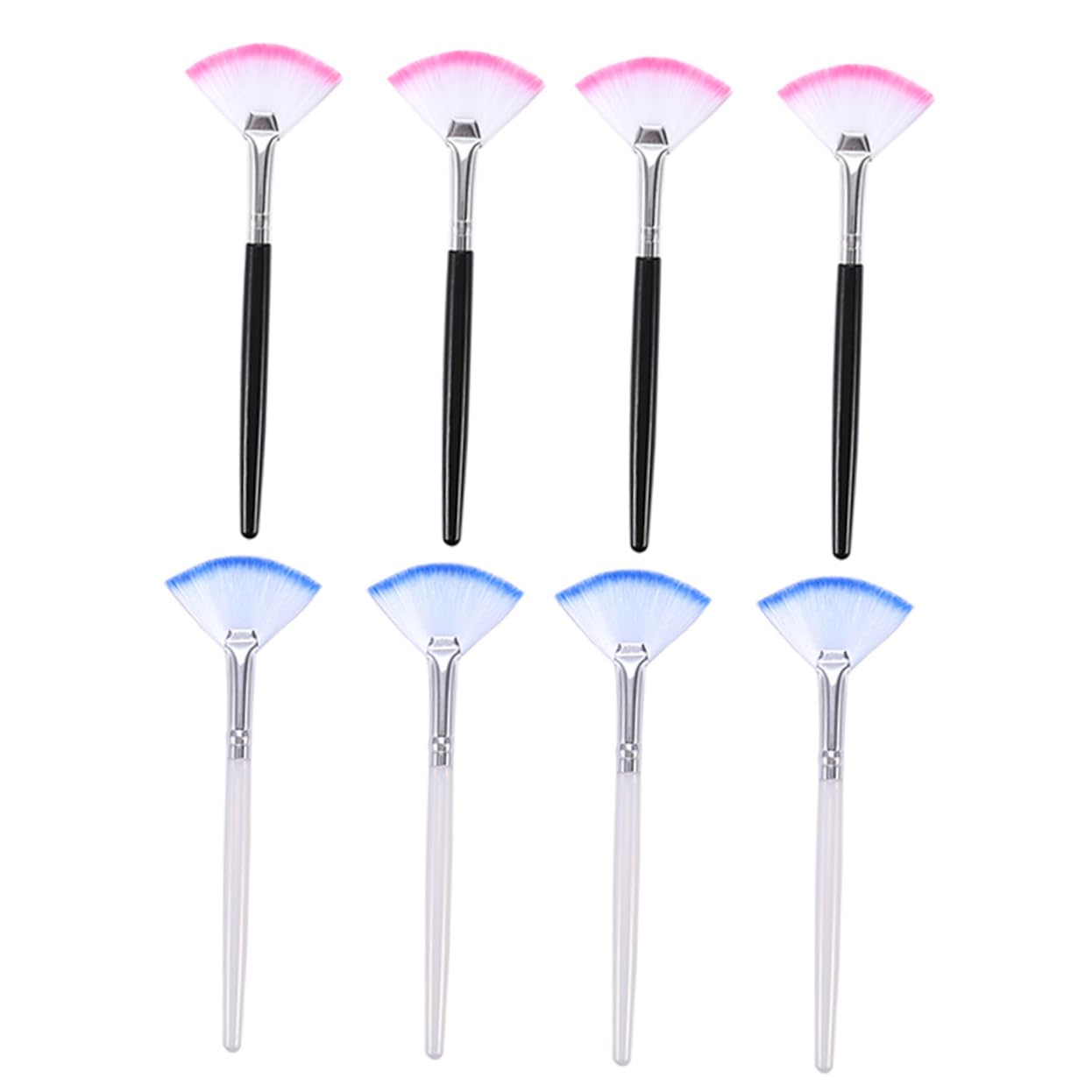 FRCOLOR Fan Shape Makeup Brush Set 8 Pcs Long Handle Facial Mask Applicators for Face Mask Skin Care