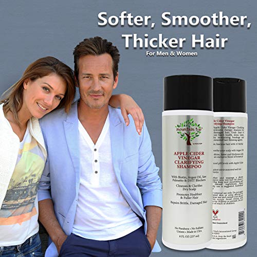 Mountain Top Apple Cider Vinegar Acv Shampoo (8 Oz / 273 Ml) With Biotin, Castor Oil - Clarifying, For Fuller & Thicker Hair - Paraben, Sulfate Free - All Hair Types, Men & Women #TOP3