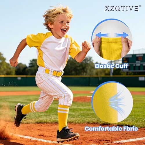 Image of XZQTIVE Baseball Softball Socks and Belt Combo Set Adjustable Softball Socks and Elastic Belt for Kids Youth Adult