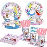 【Decorazioni perfette】 Questo set per feste di compleanno è caratterizzato dal design di Ali-ce nel Paese delle Meraviglie, e la sensazione di sogno simile a una fiaba è amata dai bambini. Lasciate che i bambini usino queste belle stoviglie per le loro feste, che creeranno ricordi meravigliosi per tutti. Venite ad unirvi ad Ali-ce!