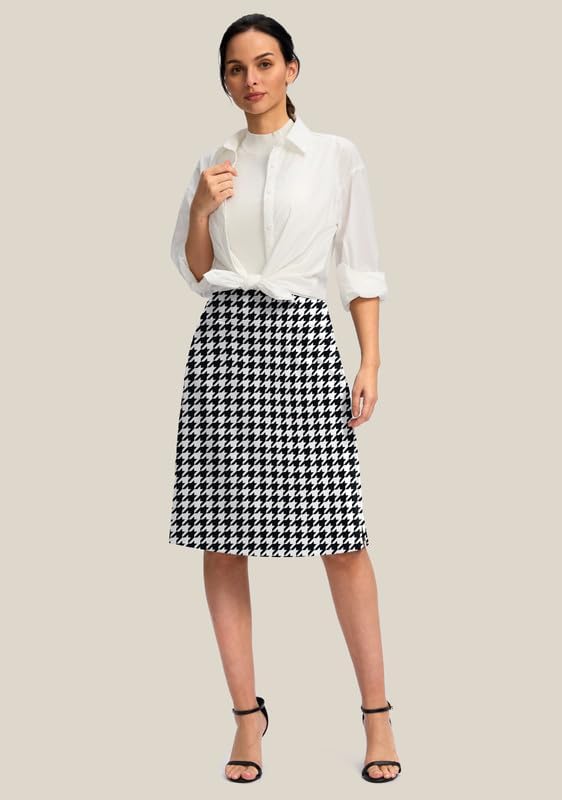 Viodia 25" Knee Length Skorts Skirts for Women with Zipper Pockets Stretchy Modest Aline Midi Skort for Casual Summer Travel - Image 3