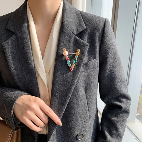 Image of Initial Brooch Pins A-Z 26 Letters Brooches For Women Colorful Enamel Alphabet Pin Pearl Crystal Lapel Pin