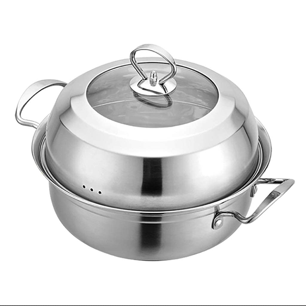 IUokLU Stock Pot/Steamer, Household Stainless Steel Soup Pot with Steaming Slice, for Gas Stove/Induction Cooker,32CM,32CM(28CM)