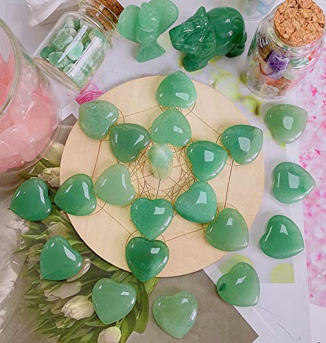 Image of QINJIEJIE 20 PCS Green Aventurine Natural Heart Healing Crystals Polished Crystal Cute Mini Stones Pocket Palm Love Gemstones Set Bulk Wholesale Reiki Energy Balancing Meditation Valentine's Day Gift