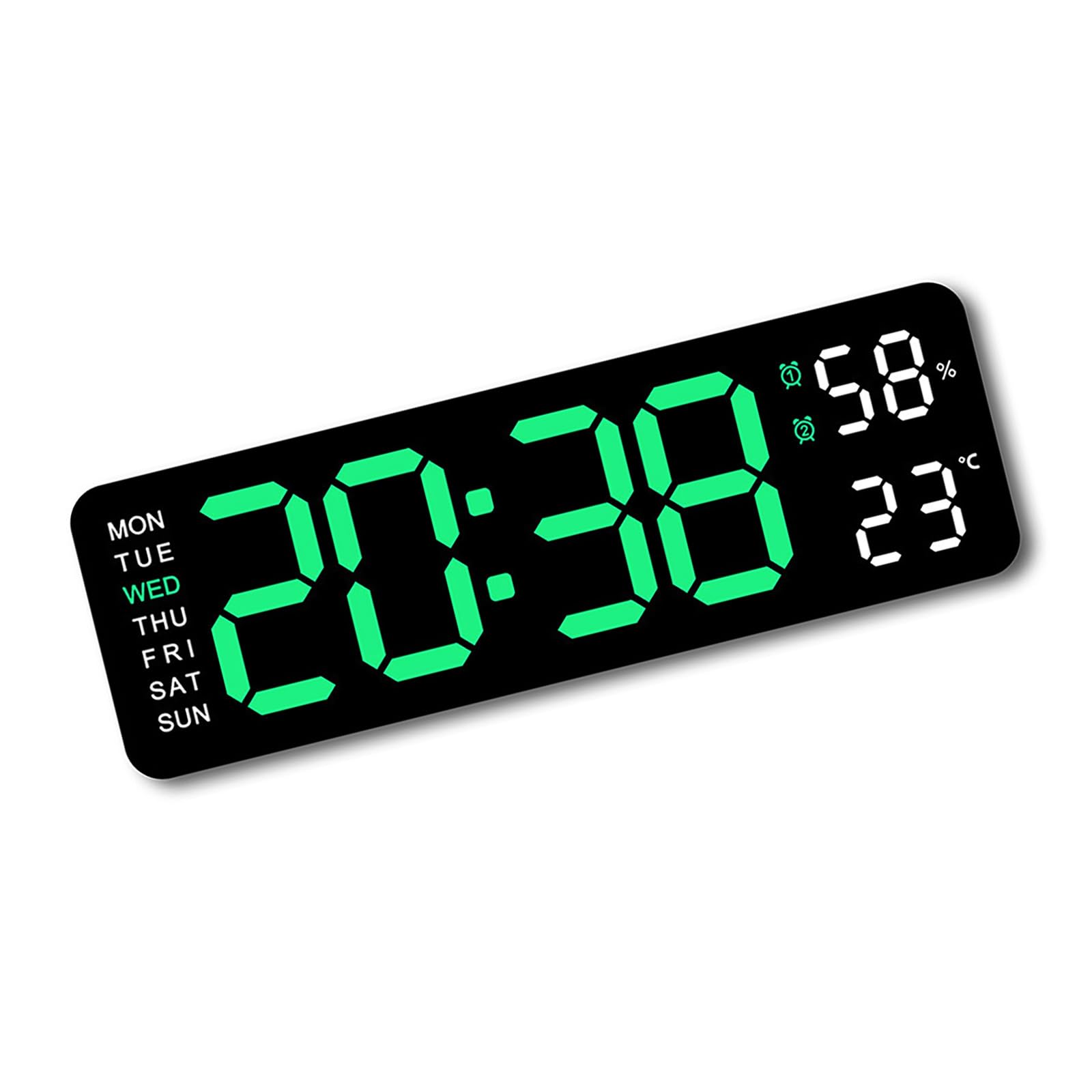 YROHGKPN LED Digital Wall Clock with Temperature Display and 2 Alarms Brightness 12/24 Hour Format Snooze Function Brightness Clock