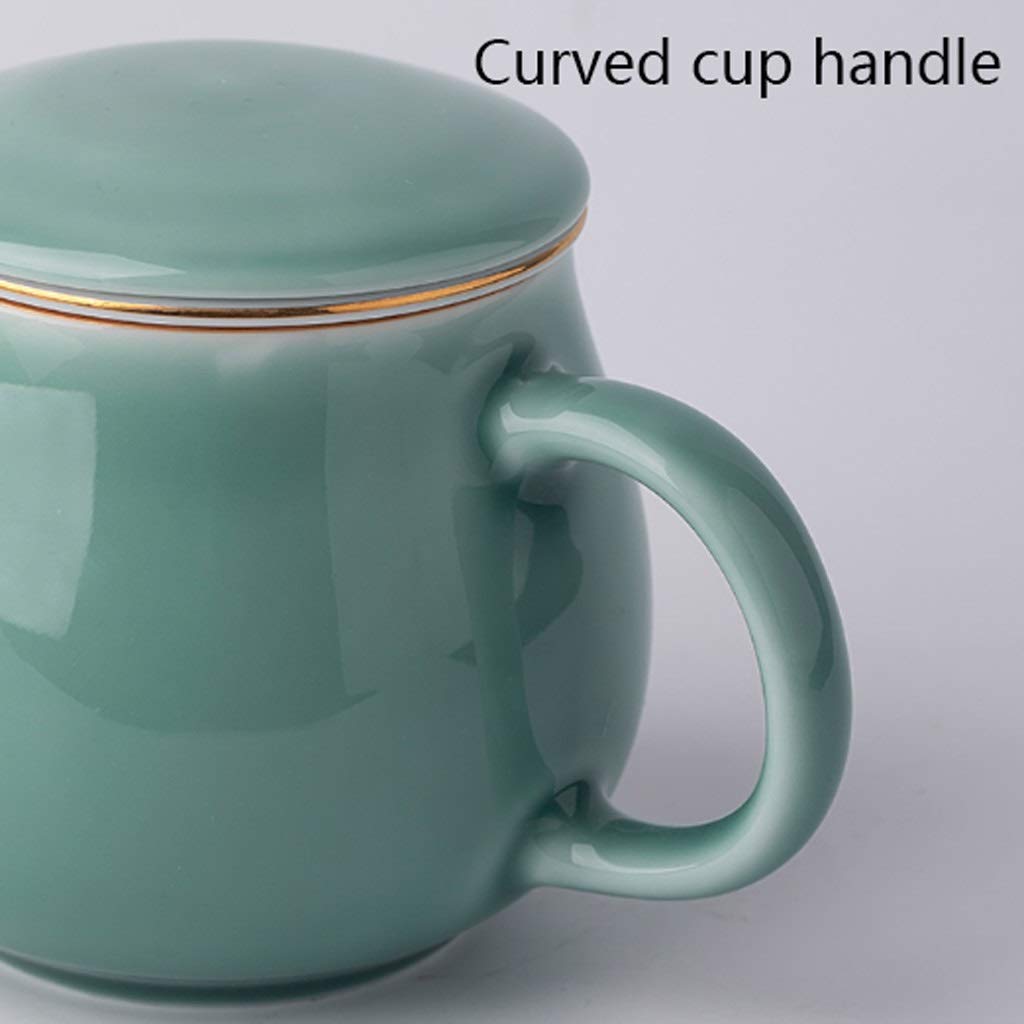 Keramik Becher Keramikbecher Glatte hochwertige Textur Glasur-Kapazität Becher mit Griff Brewing Kaffeetasse Exquisite tragbare Teetassen 340 ml Zuhause und Büro (Color : Black)