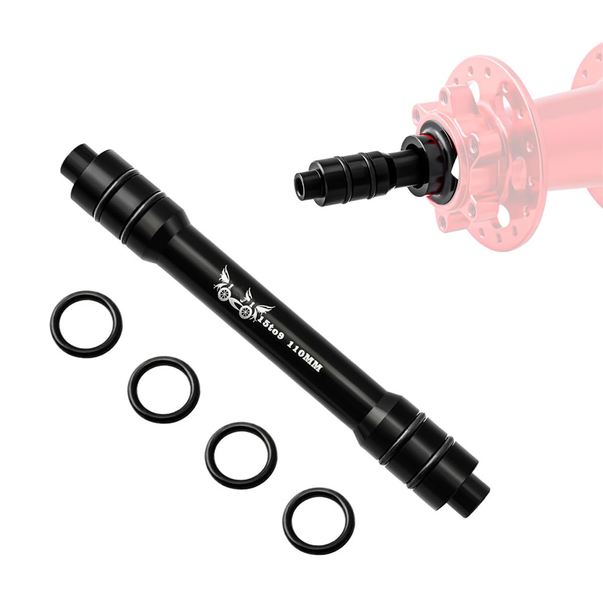 Adattatore per asse passante per bicicletta, adattatore di conversione a sgancio rapido per mozzi ruota posteriore per mountain bike, asse da 15 mm a 9 mm/110 mm