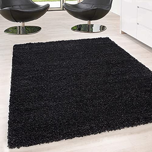 Tapis à poils longs anthracite d'une épaisseur luxueuse de 5cm