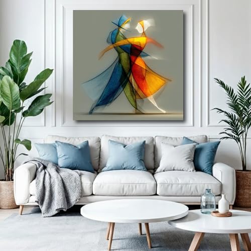 Lienzo abstracto de baile de tango que evoca la pasión del arte figurativo en casa 4