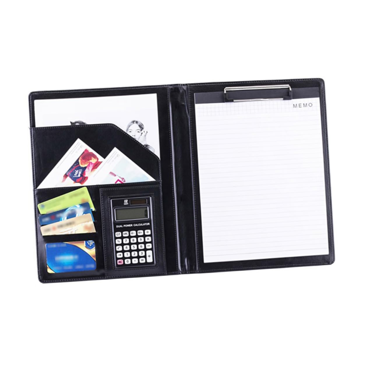 KICHOUSE Fashion PU Leather Document Organizer with Calculator and Notebook Stylish File Folder for Office School and Home Use Multi Functional Paper Holder Elegant Design for Professionals