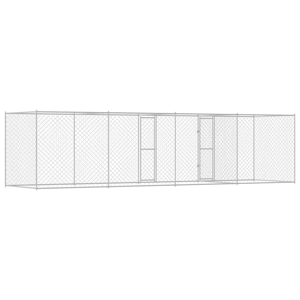Gabbia per cani in acciaio zincato, 600 x 200 x 200 cm, con porta richiudibile, grande cuccia per cani, per esterni, giardino, terrazza, barriera sicura per animali domestici