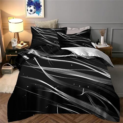 Housse de couette microfibre lignes abstraites effet 3D géométrique ultra douce