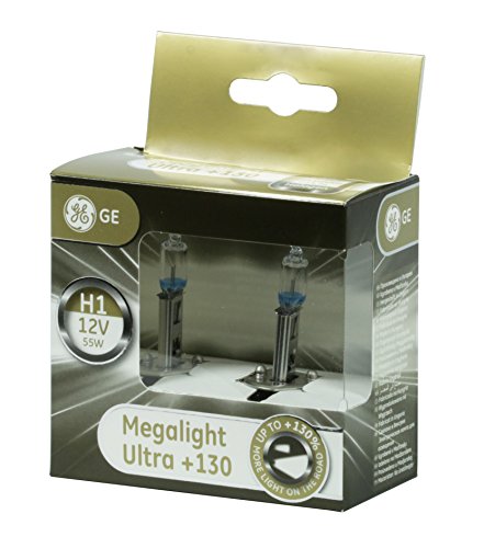 GE General Electric H1 Megalight Ultra+ lamparas Faroles halogenadas, Luces de halogeno tipo quemador, GE 50310 X UN H1 12 V 55 W
