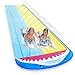 Innedu Tapis de Glisse à Eau, 4.8 x 1.4M Forme de Requin Double Toboggan Gonflable Piscine, Jeu Eau Jardin avec 2 Planches de Bodyboard pour Enfants Été Amusement