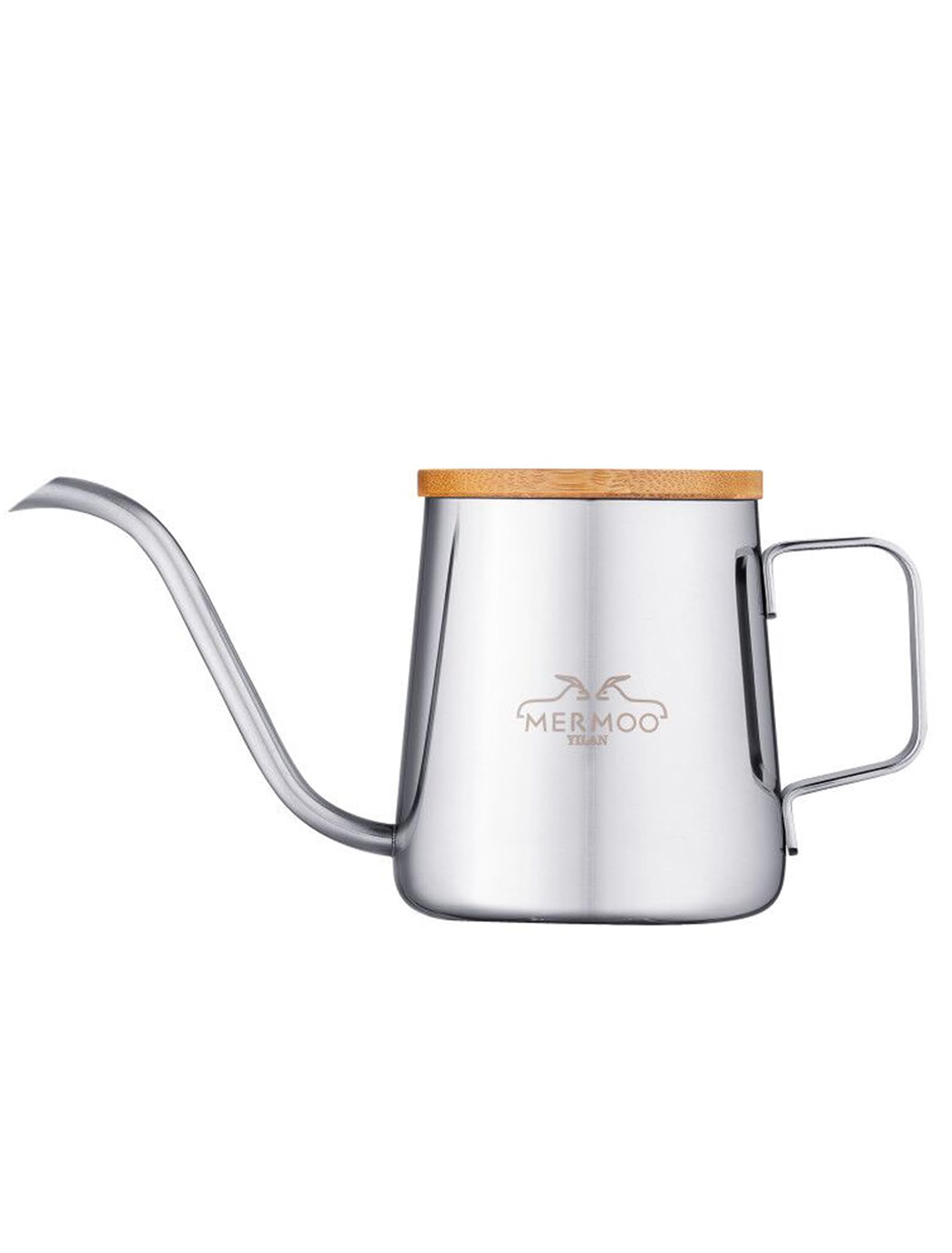 MERMOO YILAN Pour Over Coffee Kettle 350ml Small Pouring Kettle with Lid Gooseneck Coffee Pot Pour Over Coffee Maker for Camping, Home, Travel, Office (Silver)