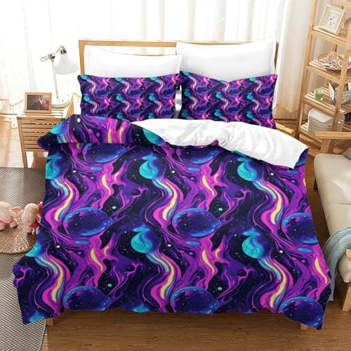 Housse de couette tourbillons cosmiques microfibre résistante et douce - 3