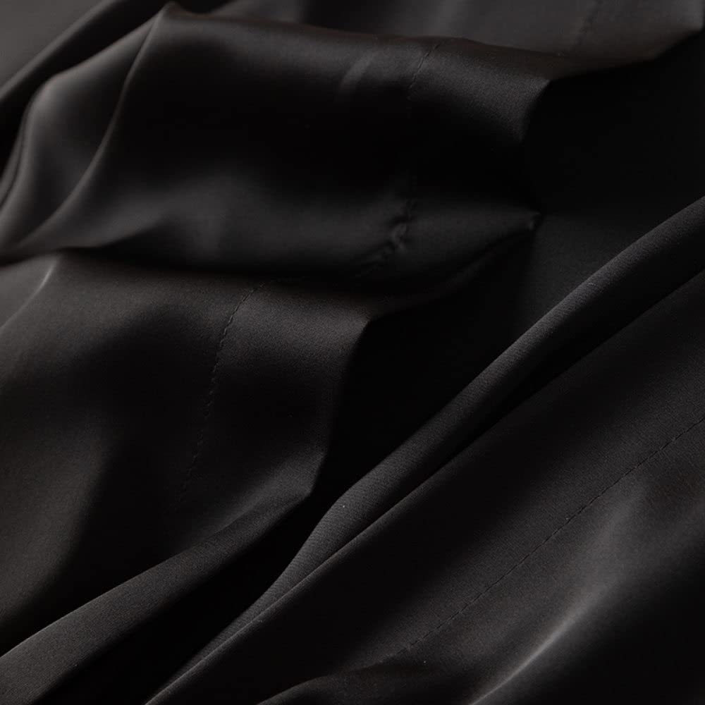 Accappatoio Donna,2 Pezzi Set Accappatoio In Raso Sexy Pizzo Nero A Rete Senza Schienale Con Lacci Vestaglia Camicia Da Notte Set Kimono Leggero Abito Pigiama Sposa Vestaglia Bademantel Damen,Pink,M